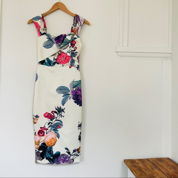 NWT ASOS Fold Detail Bardot Scuba Pencil Dress - Picture 3 of 7